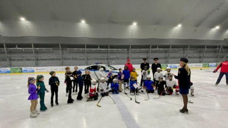 В Ессентуках для воспитанников секции фигурного катания и хоккея состоялся урок по ПДД на льду